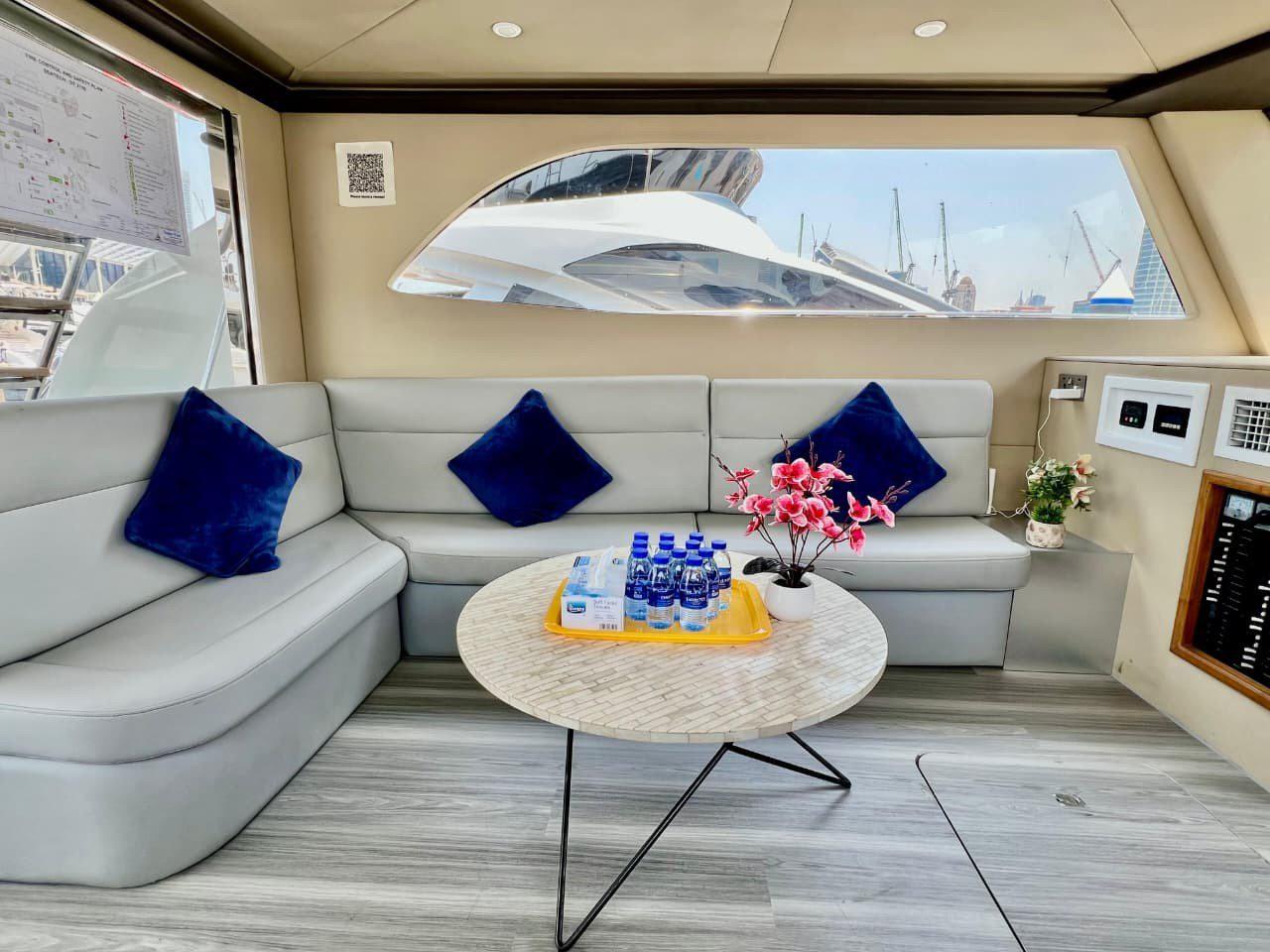 Family yacht gathering in saloon